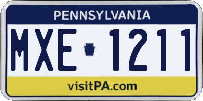 PA license plate MXE1211