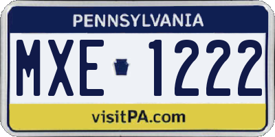PA license plate MXE1222