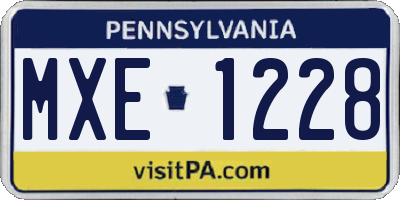 PA license plate MXE1228