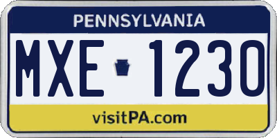 PA license plate MXE1230