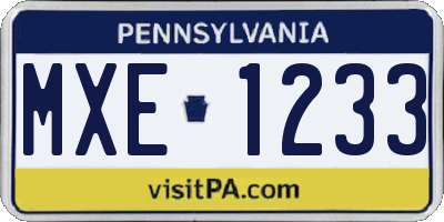 PA license plate MXE1233