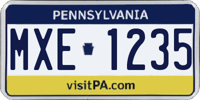 PA license plate MXE1235