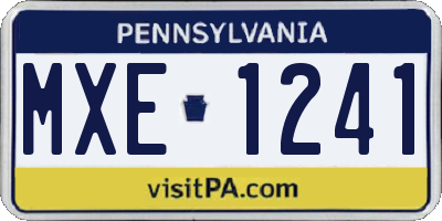 PA license plate MXE1241