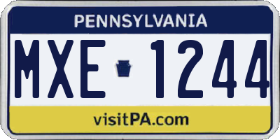 PA license plate MXE1244