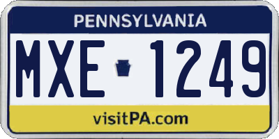 PA license plate MXE1249