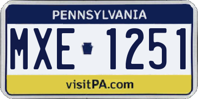 PA license plate MXE1251
