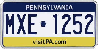 PA license plate MXE1252