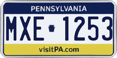 PA license plate MXE1253