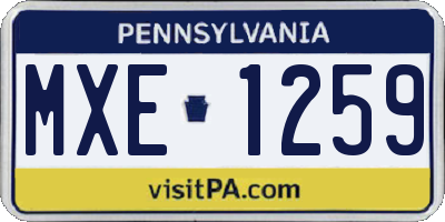PA license plate MXE1259