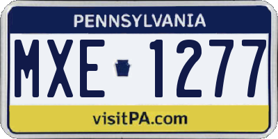 PA license plate MXE1277