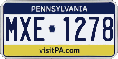 PA license plate MXE1278