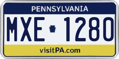 PA license plate MXE1280