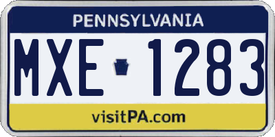 PA license plate MXE1283
