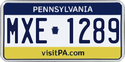 PA license plate MXE1289