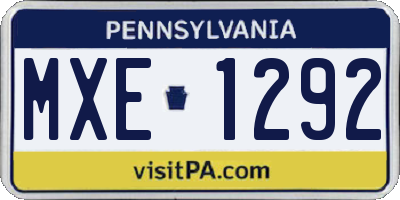 PA license plate MXE1292