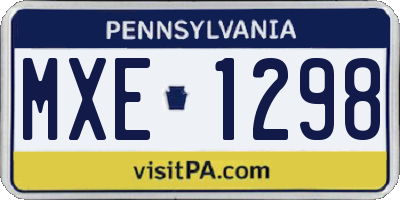 PA license plate MXE1298