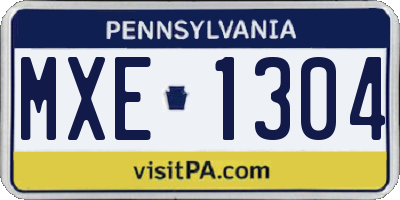 PA license plate MXE1304