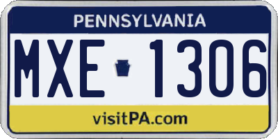 PA license plate MXE1306
