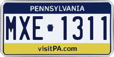 PA license plate MXE1311