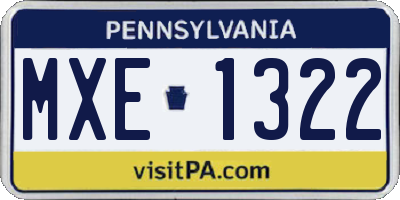 PA license plate MXE1322