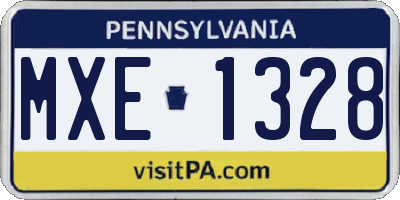 PA license plate MXE1328