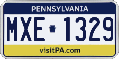 PA license plate MXE1329