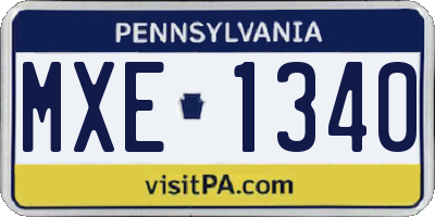 PA license plate MXE1340