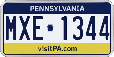 PA license plate MXE1344