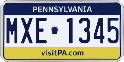 PA license plate MXE1345
