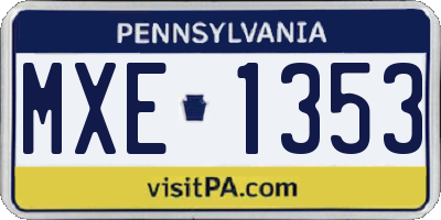 PA license plate MXE1353