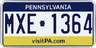 PA license plate MXE1364