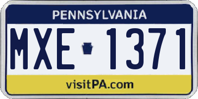 PA license plate MXE1371
