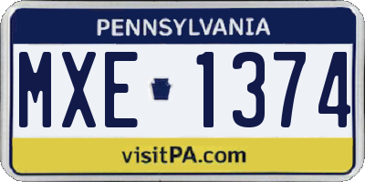 PA license plate MXE1374