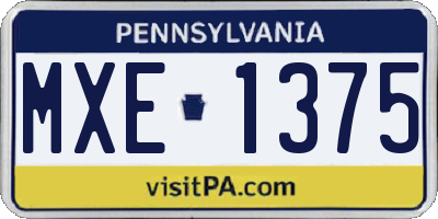 PA license plate MXE1375