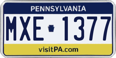 PA license plate MXE1377