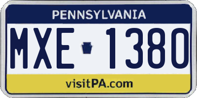 PA license plate MXE1380