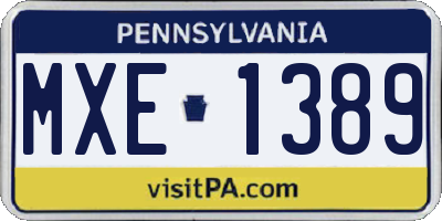 PA license plate MXE1389