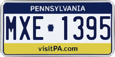 PA license plate MXE1395