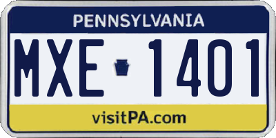 PA license plate MXE1401