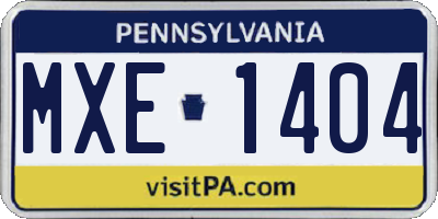 PA license plate MXE1404
