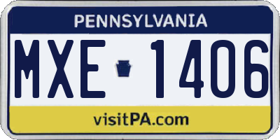 PA license plate MXE1406