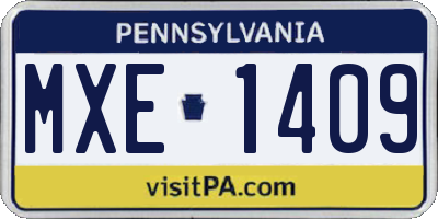PA license plate MXE1409