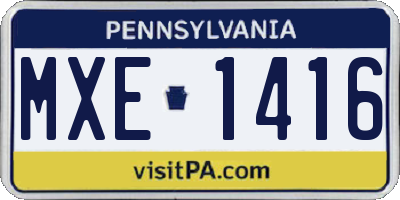 PA license plate MXE1416