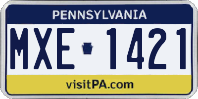 PA license plate MXE1421