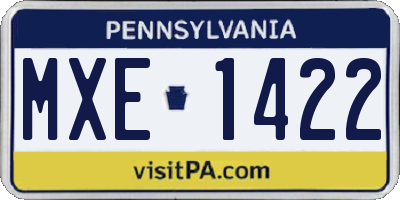 PA license plate MXE1422
