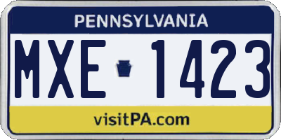 PA license plate MXE1423