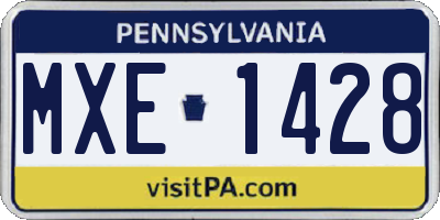 PA license plate MXE1428