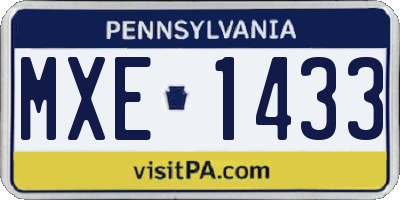 PA license plate MXE1433