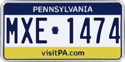 PA license plate MXE1474