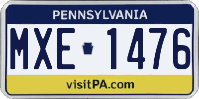 PA license plate MXE1476
